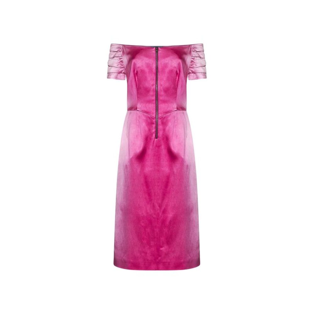 Prada Abbigliamento Women Fuchsia Washed Duchesse Midi Dress